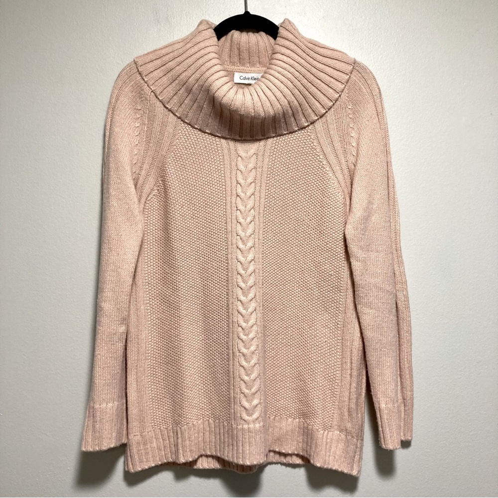 Calvin Klein Turtleneck Sweater, Light Dusty Pink, Size Medium